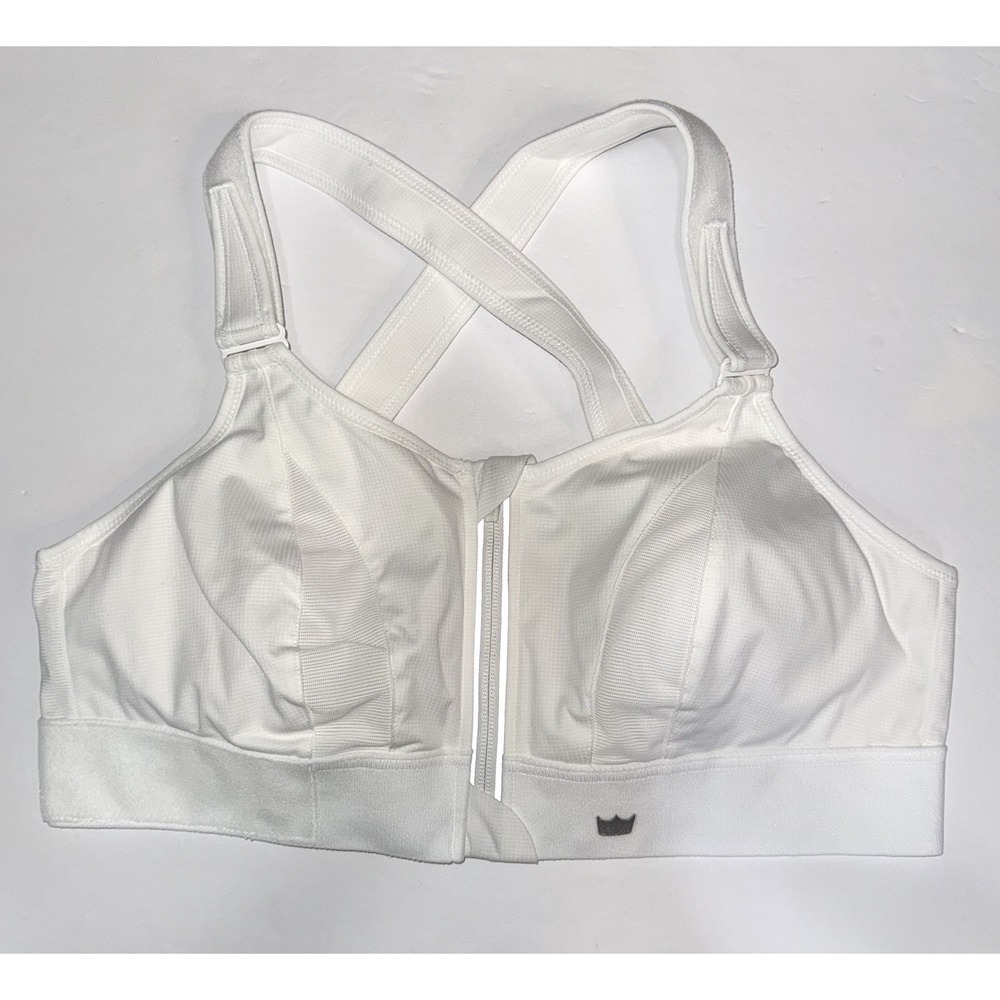 SHEFIT Ultimate Sports Bra White 1Luxe Adjustable High Impact Zip Front Bag NWOT
